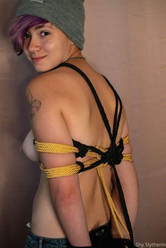 Oh to be tied up, suspended, and trained to take you in in a..