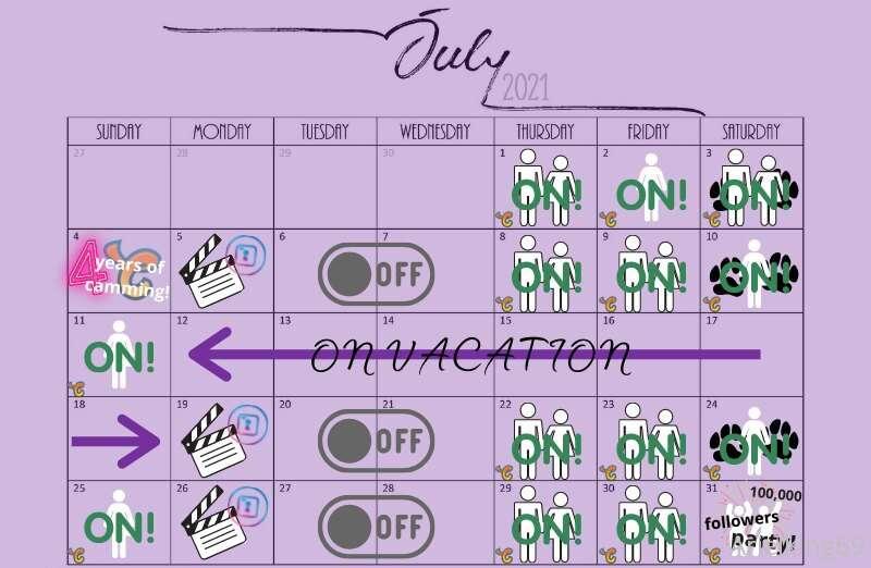 Here’s my July Live stream schedule and content days 🥰📸

Boy..