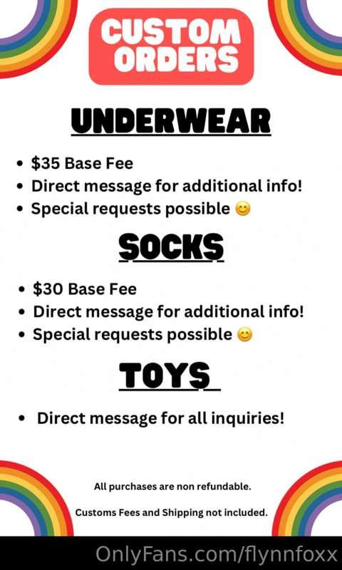 **Custom Order Price List (Underwear, Socks, Toys)🔥** 

***W..