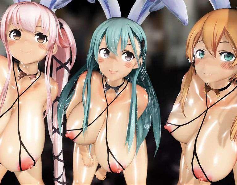 艦これ娘3人のオッパイ