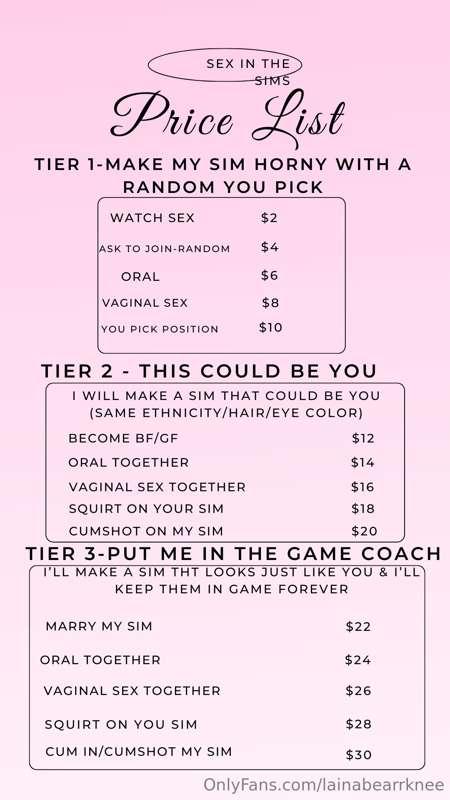 This is the menu I made up for the sims 4 stream that will b..