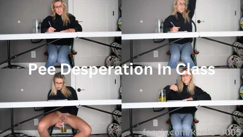 Pee Desperation In Class

I was sitting in class listening to my professor but I really had to pee. I raised my hand twice and asked but both times were a no. I saw the empty glass on my desk and figured why not, I had to go so bad...

#pee #piss #peeing #pissing #watersports #desperation #blonde #roleplay #student #blonde