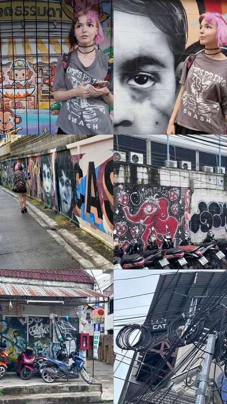 yesterday was another exciting day. I walked a lot around the city and saw so many interesting graffiti artworks!! honestly, I've been dreaming of creating graffiti in Thailand. the first time I made graffiti was just over a year ago, and it was such a cool and fun experience… I really want to do it again :3