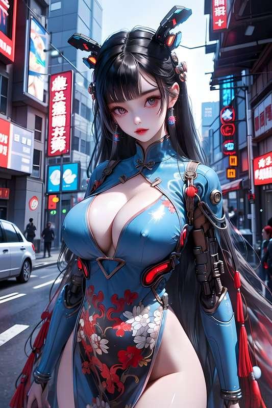 HP081 - 4K Cyberpunk Hanfu Girl サイバーパンク漢服(80 Images)