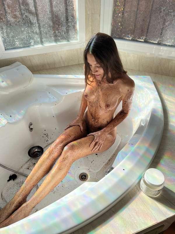 Making my skin soft and glowy with a coconut oil and coffee ..
