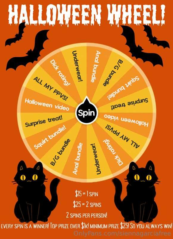 Win all my PPVs! 🎃❤️

$15 🟰 1 spin
$25 🟰 2 spins

Top prize ..