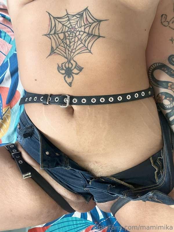 Wrapped up in this harness and tiny shorts… teasing just eno..