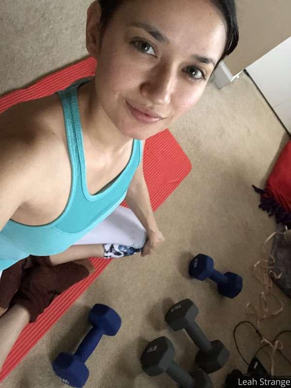 Working out at home has benefits when you get too hot. 🥵