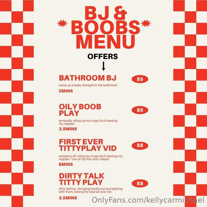 BJ & BOOBS MENU 🍟if you're interested in any video, send me ..