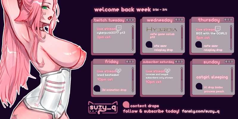 stream//content schedule for this week! see you there &lt;3 

EDIT: all day today I thought it was monday but I just found out it was tuesday so oops! &lt;3 ;sadlkfj catbrain