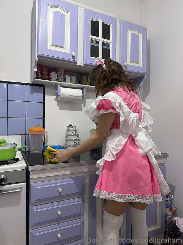 your sexy maid is cleaning up the kitchen and house today! I..