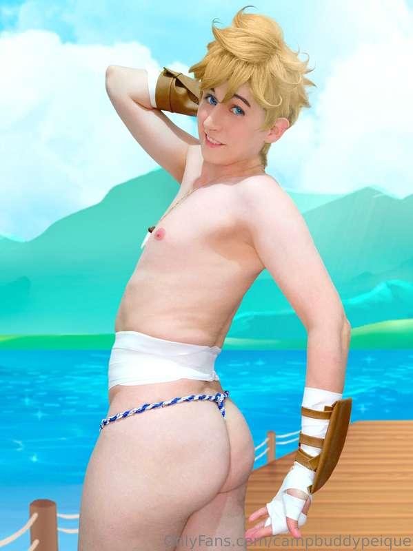 The fundoshi is very tight. And yes... It's stuck in the bac..