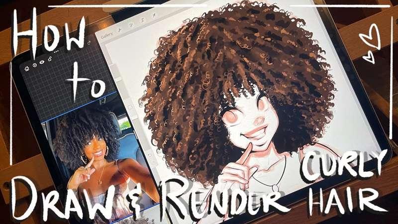 How to Draw and Render Curly Hair | January 2024 Tutorial ✍🏽🩷