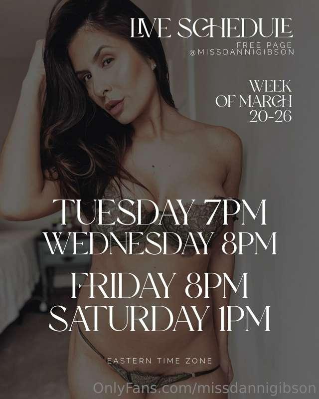 This weeks live schedule is set!
*Be the first to tip this p..