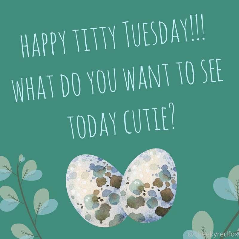 Happy titty Tuesday!! What do you want to see today cutie?
