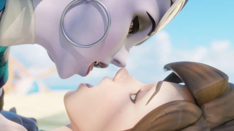 Widowmaker and Tracer making out (1 video + 4 images)[Commission]