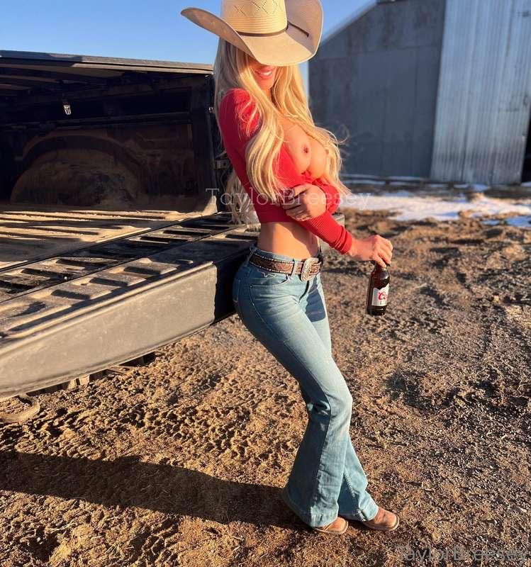It’s about “drinks on the tailgate and bend me over it after..