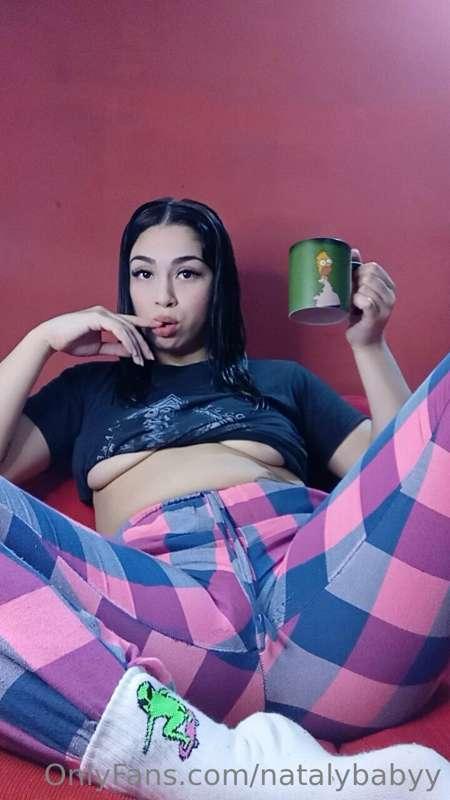 pajamas and chocolate milk on the sofa 😋🥵 
will you accompan..