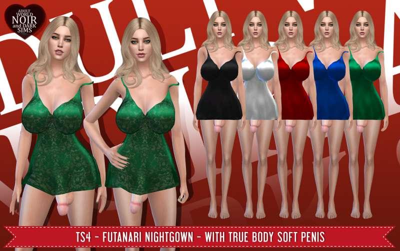 TS4 - Futanari Nightgown with True Body Penis