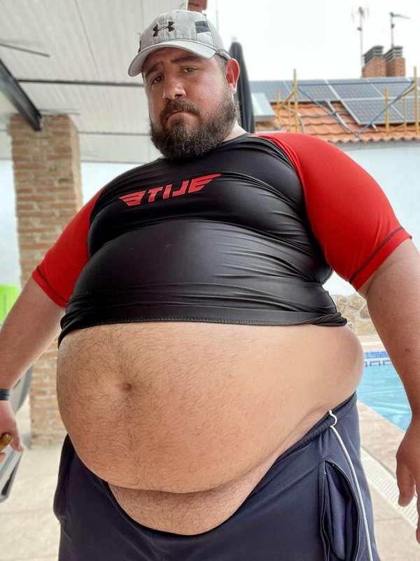 Fat man with two bellies…