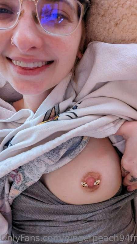 I was finally able to get my favorite nipple ring back in 🥰
