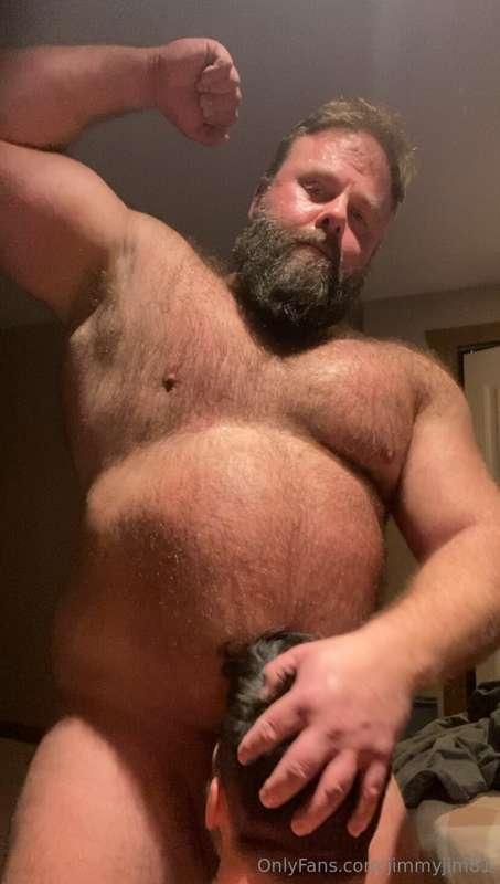 Feeling dad’s massive body and sucking his sweaty cock 