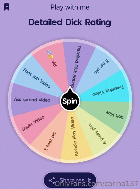 Spin the Wheel baby,  Are you ready ? 😏

$7 for one spin 💦
$..