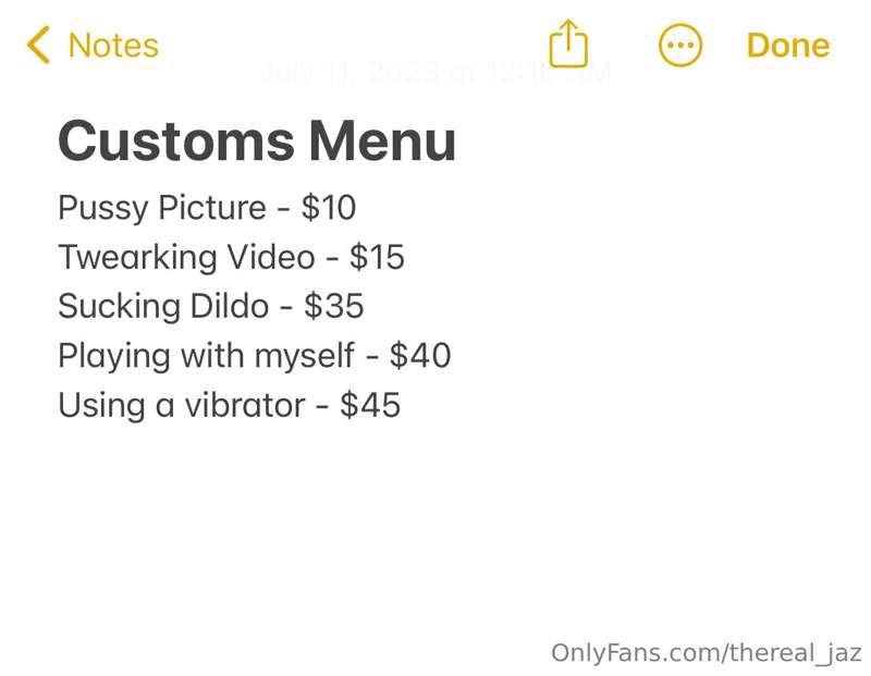 my customs menu💕