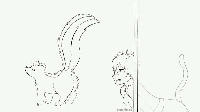 Catgirl gets stuck in wall and blasted by skunk!! 🦨✨💨 (audio)