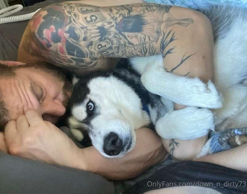 Me snuggling with my husky