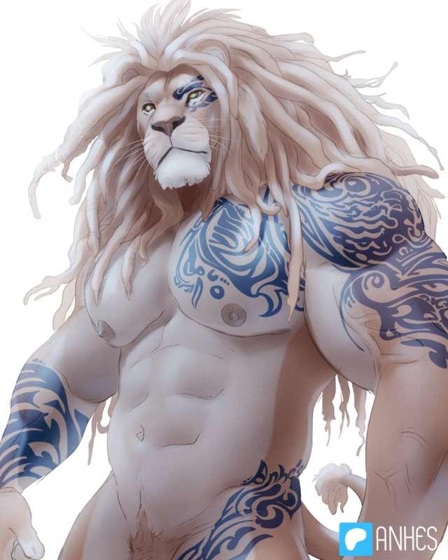 Cocky "tattooed" lion - Big
