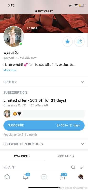 join onlyfans.com/wystri for only $6.50! instantly unlock to..