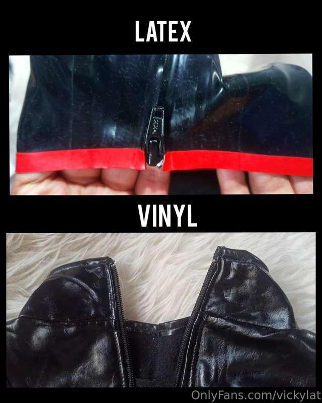 Here you can see what latex with seams and vinyl look like, ..