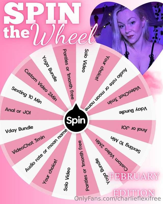 SPIN THE WHEEL 🎯February edition! Unlimited spins 🌪️💘 1 spin..