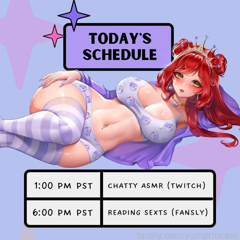 HEY YOU!!! 💋

come hang out with me on twitch 1 pm PST, or here on fansly at 6 pm PST, or BOTH!!! 

tonight's stream is gonna be hot af hehe 🥵

#hentai #asmr #vtuber #lewdtuber #yumprincess