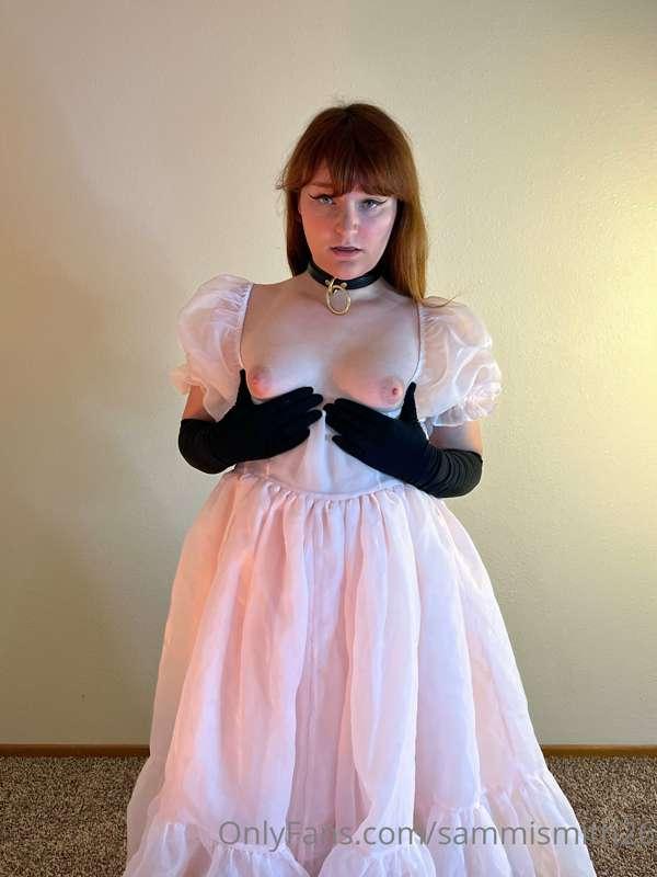 Showing off tits and tiny cock in my princess dress