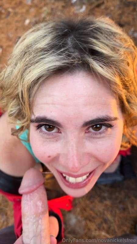 He dared me to suck his cock in the middle of the trail on o..
