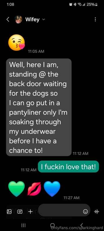 Love when she let's me know my cum is soaking her panties!