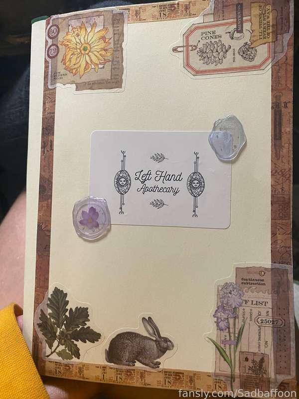 i decorated the inside cover of my new left hand apothecary recipe book and it came out so cute im obsessed 🥹