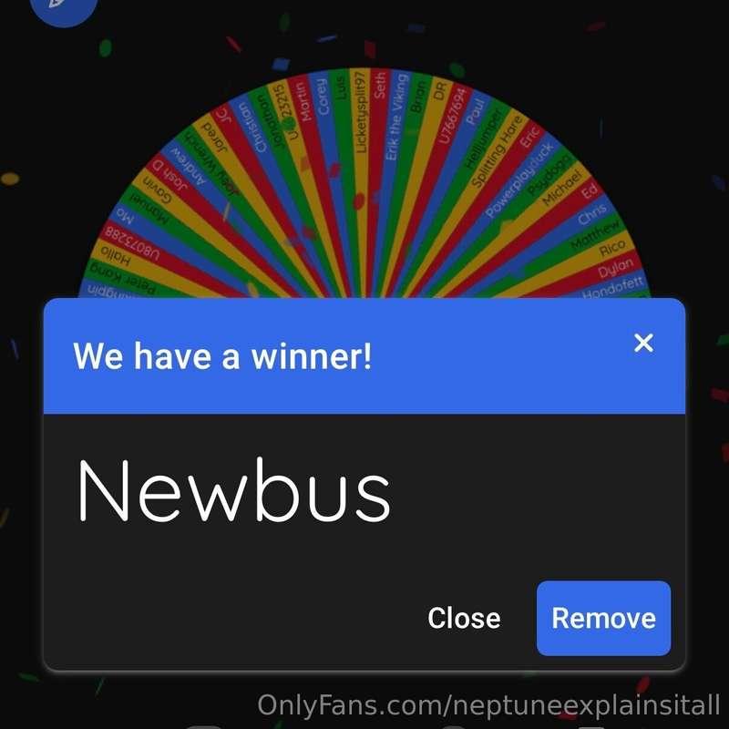Congrats to Newbus for winning the best panties and vibrator..