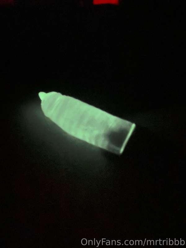 Glow in the dark condom on my cock