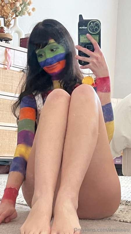Would you fuck a rainbow striped girl? 