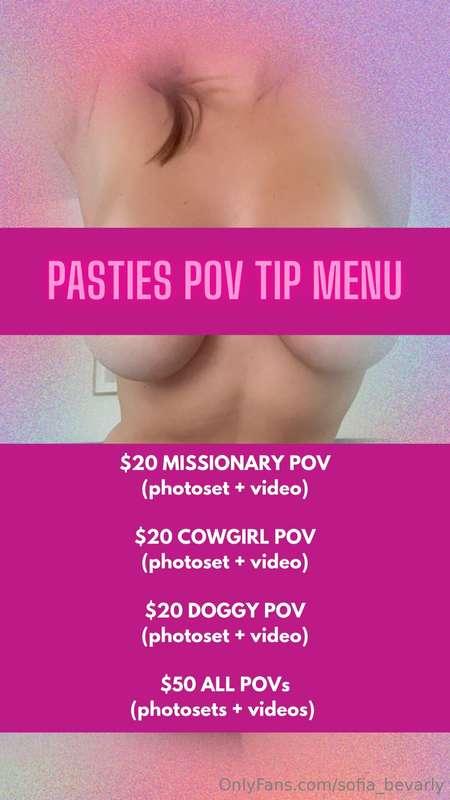 PASTIES POV TIP MENU 📣Angles you've NEVER seen before in my ..