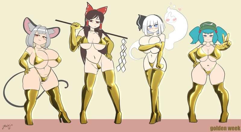 [nsfw] Golden Week Touhou doodle, plus round 1 of the YCHs