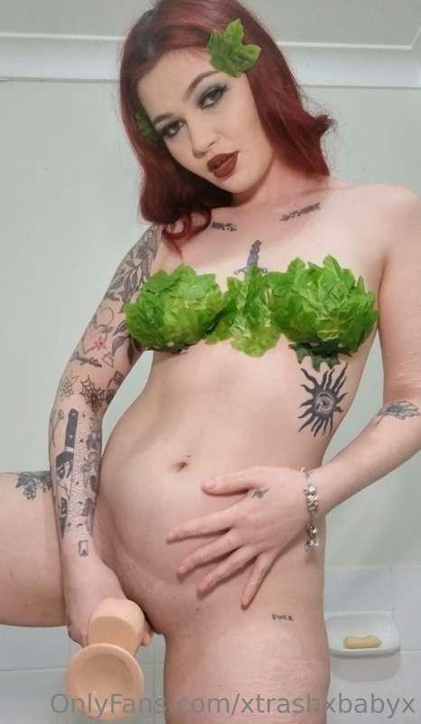 Sucking and fucking my dildo dressed as Poison Ivy! Plus som..
