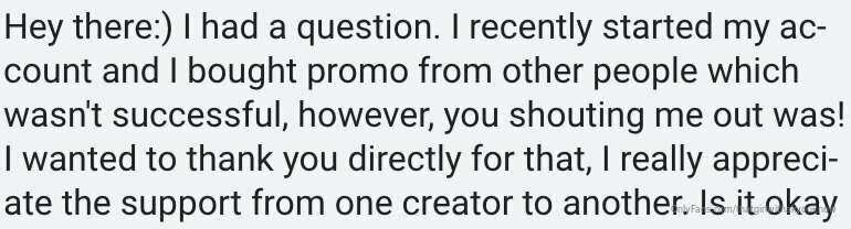annnnnd this is why I will CONTINUE to do free shout-outs fo..