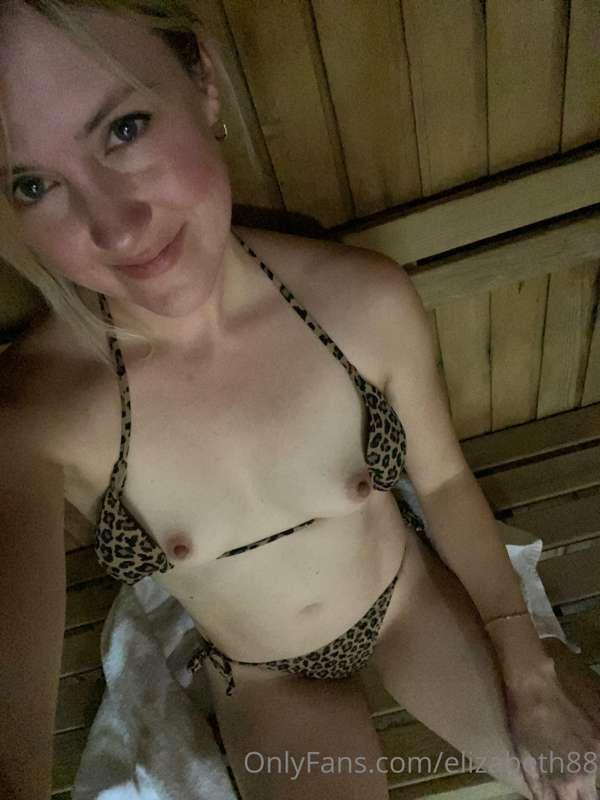 I sweated my tits off in the hotel sauna. Good thing I was b..