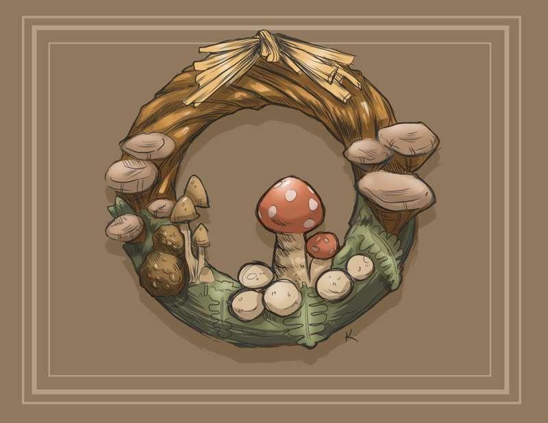 Animal Crossing Mushroom Wreath Wallpaper