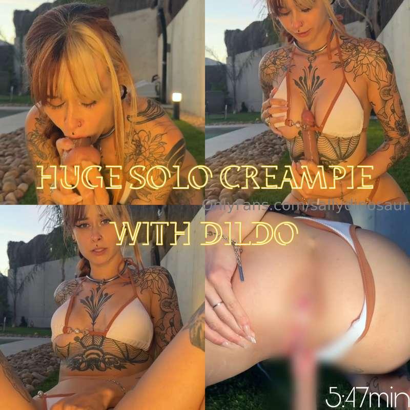 SOLO Outdoor Dildo Fuck + huge creampie 💦💦out NOW! missed it..