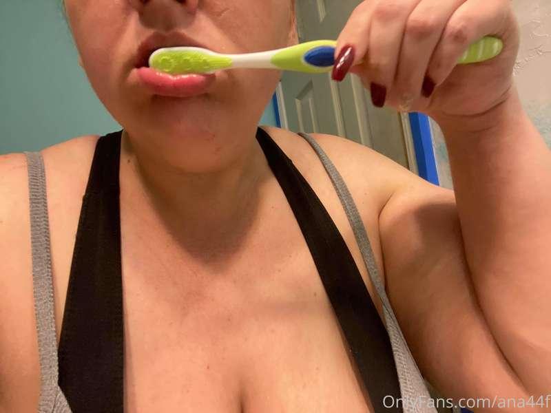 brushing my teeth and bouncing